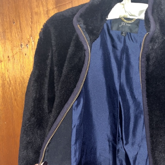 J Crew Coat size S black faux fur - Picture 7 of 7